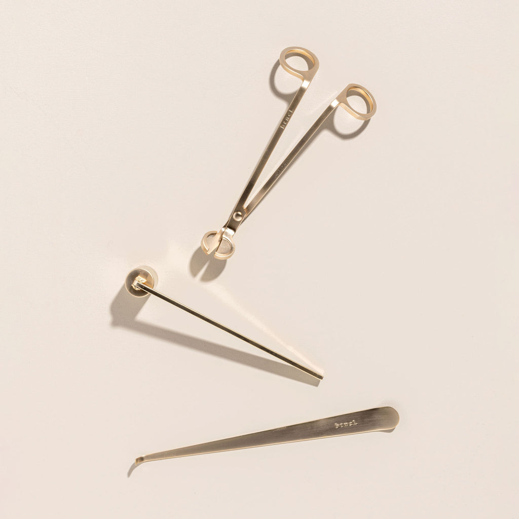 Candle care tools. Wick dipper, wick trimmer and snuffer.